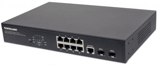 Intellinet 8-Port Gigabit POE+    561167 Switch mit 2 SFP-Ports 8xPoE-Ports 140W