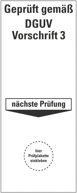 HEIN 178610 Grundplakette Geprüft gemäß  DGUV Vorschrift 3,Folie,selbstkl.