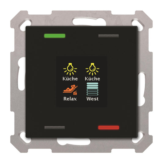MDT BE-TAS550406.01 KNX Taster Smart 55  4-fach mit Farb-display Schwarz matt