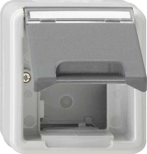 GIRA 026230 Gehäuse Klappdeckel+BSF      Einschübe Komm.technik WG AP IP44 Grau