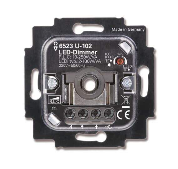 BJ Busch-Dimmer Einsatz UP    6523 U-102   LED universal Drehdimmer 2-100 Watt