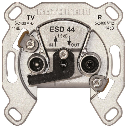 KATH Antennendose Durchgang 2fach ESD 44     2x4-2400MHz AD:15/16dB DD:1,6dB