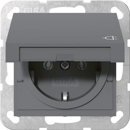 GIRA 445428 SCHUKO-Steckdose             Klappdeckel System 55 Anthrazit