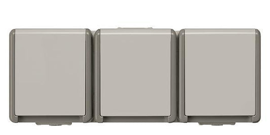 Siemens 5UB4731 DELTA Schuko-Steckdose   fläche IP44 AP dgr/hgr 3-fach waagrecht