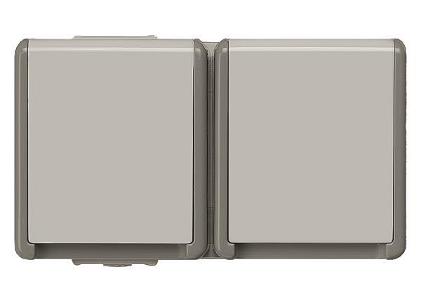 Siemens 5UB4722 DELTA Schuko-Steckdose   fläche IP44 AP dgr/hgr 2-fach waagerecht