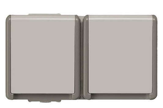Siemens 5UB4722 DELTA Schuko-Steckdose   fläche IP44 AP dgr/hgr 2-fach waagerecht