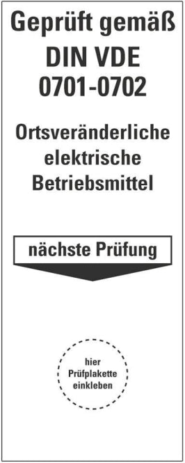 HEIN 178140 Grundplakette DIN-VDE        0701-0702,ortsveränd.Betriebsmittei