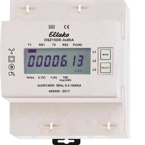 Eltako Drehstromzähler     DSZ15DE-3x80A (V) ungeeicht 3x80A             28380615