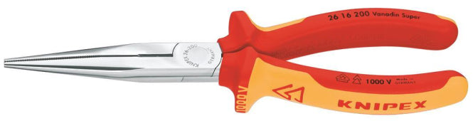Knipex VDE-Flachrundzange 200mm  2616200 mit Schneide                      gerade