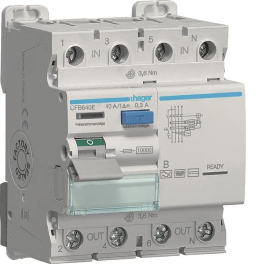 Hager Fi-Schalter 4polig 10kA    CFB640E 40A 300mA Typ B 230/400V