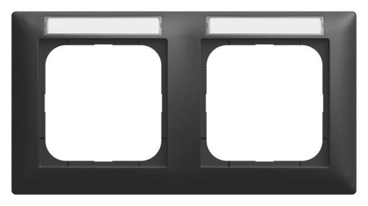BJ Abdeckrahmen schwarz matt 1732 NS-915 m.Sichtfenster waagerecht 2fach
