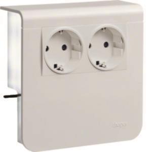 Hager Geräteträger        SL200809009016 Steckdose 2fach 20x80mm verkehrsweiß