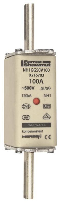 Mersen 1B163.000000 NH1 100A gG 500V     NH-Sicherung sfü spannungsführend