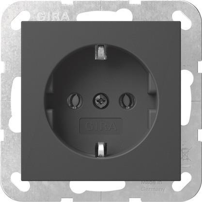 GIRA 4466005 SCHUKO-Steckdose o.Krallen  System 55 Schwarz matt (lackiert)