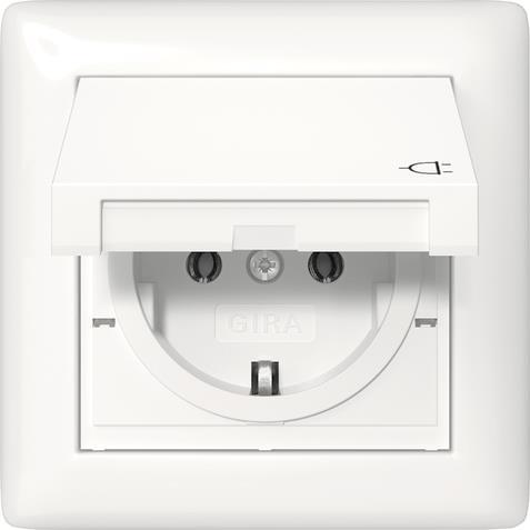 GIRA 415703 SCHUKO-Steckdose KD+Set      IP44+Rahmen 1f Standard 55 Reinweiß gl.
