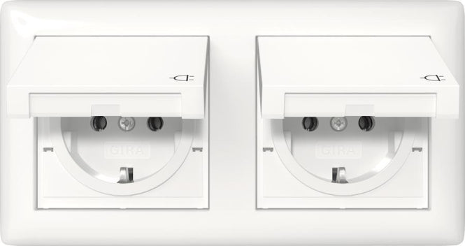 GIRA 415803 SCHUKO-Steckdose KD+Set      IP44+Rahmen 2f Standard 55 Reinweiß gl.