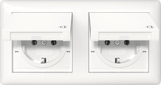 GIRA 415803 SCHUKO-Steckdose KD+Set      IP44+Rahmen 2f Standard 55 Reinweiß gl.