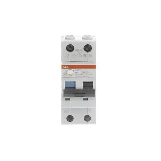 ABB FI/LS-Schalter        DS201A-B6/0,03 B 2x6A-0,03A 6kA         2CSR255180R1065