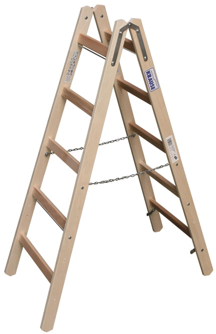 Krause Holz-Sprossen-Doppelleiter 2x5    Arbeitshöhe:ca.2,75m 7,2kg        170071