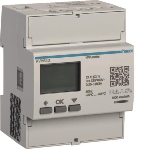 Hager 3-Phasen Energiezähler      XVA630 z.Messung des PV-Überschuss