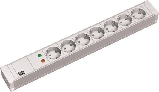 Bachmann 19" 1HE PVC 7xSchuko    333.604         1xÜSS Strom 2m Schuko