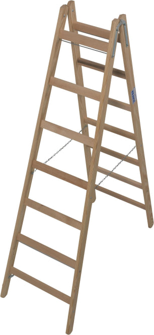 Krause Holz-Sprossen-Doppelleiter 2x7    Arbeitshöhe:ca.3,25m 11kg         170095