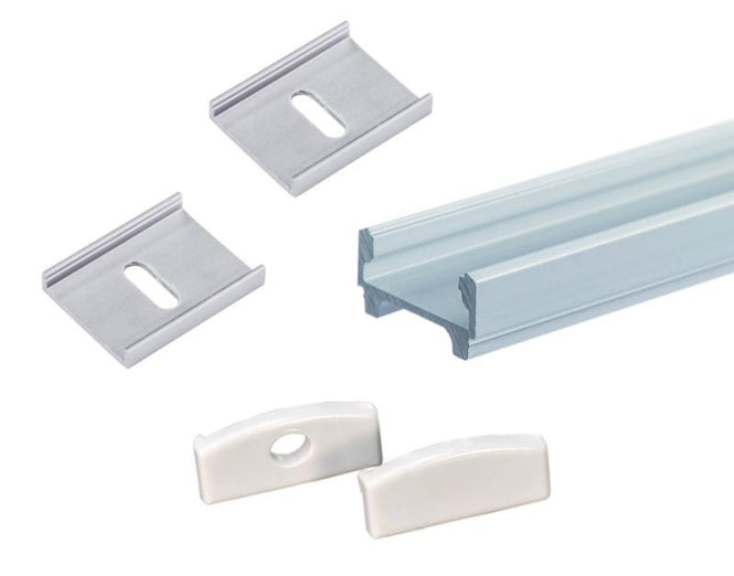 RUTEC Alu-Profil flach  1St=2m    B68405 12x23mm (f.Strips bis 18mm) inkl Zubehör