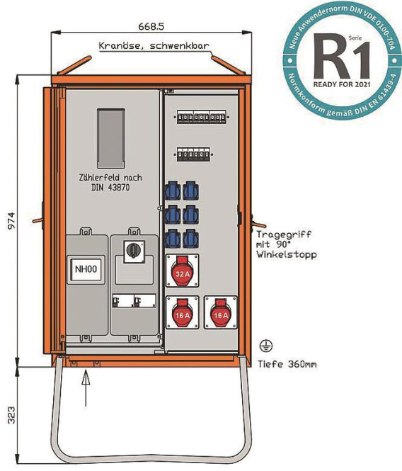 Walther Anschl.vert.schrank    WAV0131R1 44kVA Zählerpl.RCD Typ B u.RCD Typ A 9