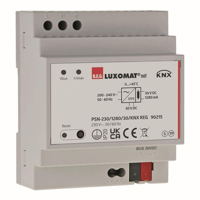 BEG Netzteil Hutschienenmontage grau IP2 90215 PSN-230 / 1280 / 30 / KNX REG