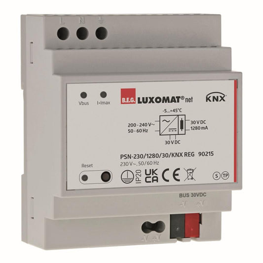 BEG Netzteil Hutschienenmontage grau IP2 90215 PSN-230 / 1280 / 30 / KNX REG