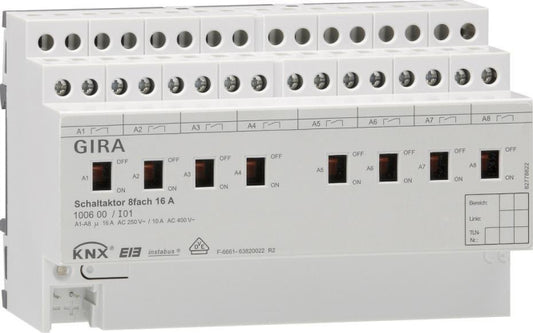 GIRA 100600 Schaltaktor 8fach 16A Hand   KNX REG