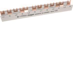 Hager Phasenschiene 3+N-polig    KDN451D Gabelanschluss 16qmm 80A 12 Module
