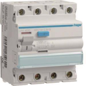 Hager Fi-Schalter 4polig 6kA 63A CPA463D 300mA Typ S selektiv