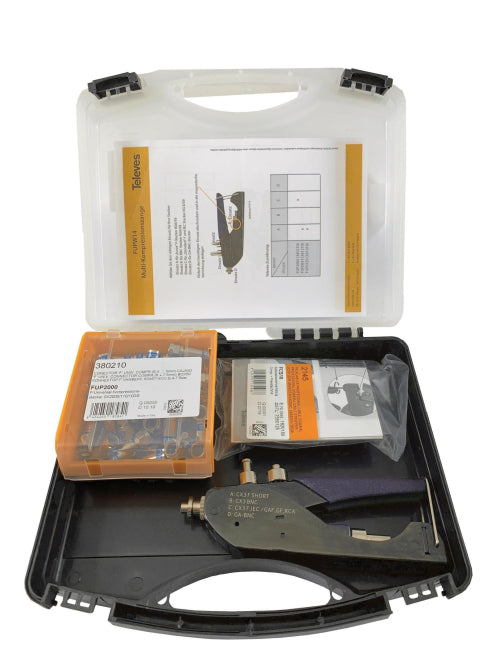 Televes Kompressionstecker-Set    FUPS14 50 x FUP2000+ Zange+ Abisolierer 216325