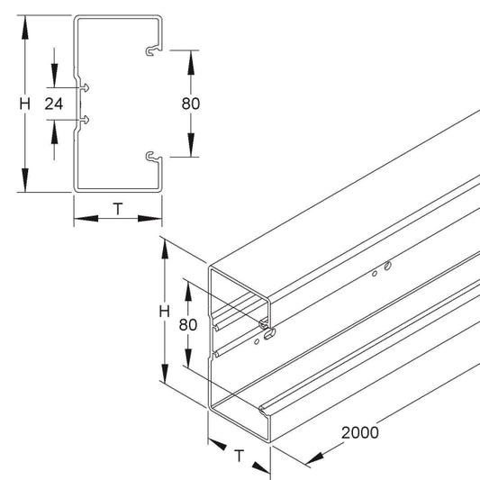 Kleinhuis Gerätekanal-        BU651308.3 unterteil 133x66x2000mm PVC-hart RAL9010