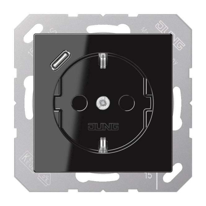 Jung SCHUKOsteckdose m.USB   A1520-18CSW Typ C schwarz