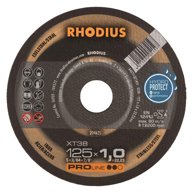Rhodius Trennscheiben XT 38       204621 125x1,0x22,23 Extradünn        Edelstahl