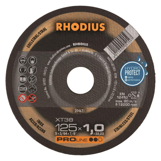 Rhodius Trennscheiben XT 38       204621 125x1,0x22,23 Extradünn        Edelstahl