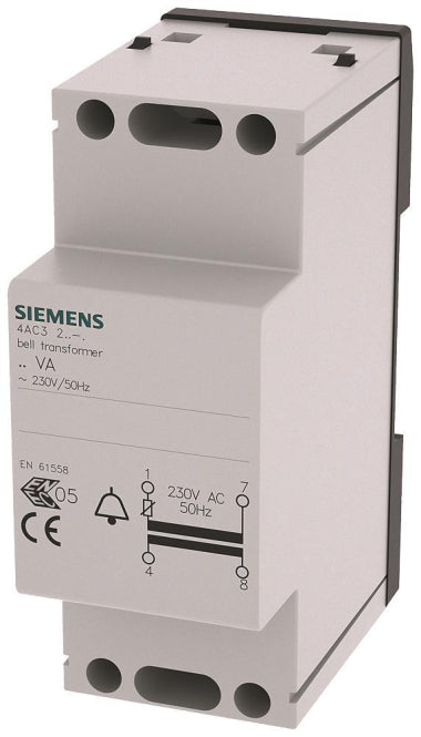 SIEM Klingeltransformator, 8   4AC3208-0 VA Prim 230-240V AC, 50Hz, Sek 8V AC mit