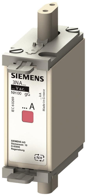 Siemens 3NA68304 NH000 100A 400VAC       gL/gG Sicherung isol. Grifflasche