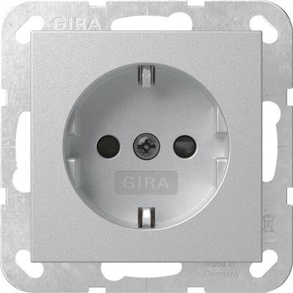 GIRA 445326 SCHUKO-Steckdose m.Shutter   System 55 Farbe Alu