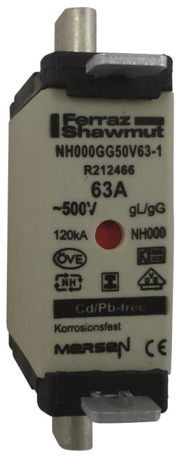Mersen 1F655.000000 NH000 63A gG 500V    NH-Sicherung sgl spannungsfrei