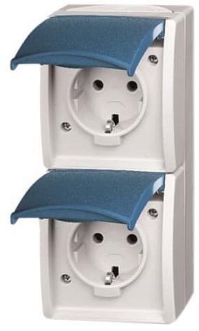 BJ APWG ocean AP Schuko       20-02EW-53   2fach senkrecht grau/ blaugrün