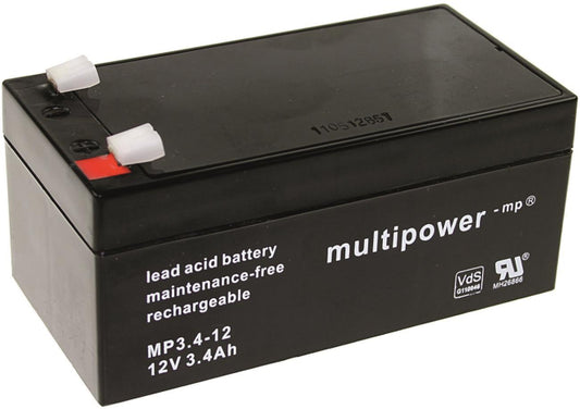 Multipower      MBL12/3,4AH/VDS MP3,4-12 Bleiakku 12V Faston 4,8mm VDS wartungsf.