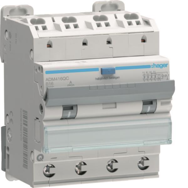 Hager Fi-LS 4P 6kA B-16A 30mA   ADM416QC Typ A QC/QB 230/400V
