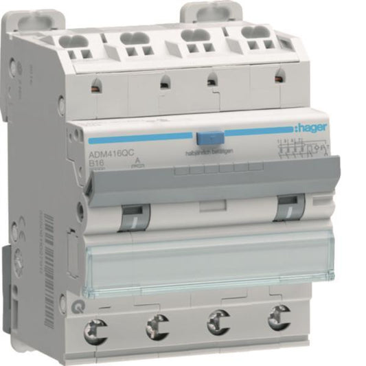 Hager Fi-LS 4P 6kA B-16A 30mA   ADM416QC Typ A QC/QB 230/400V