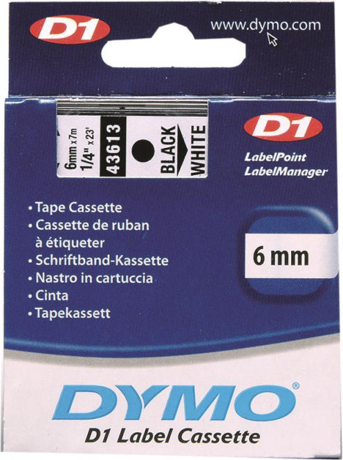 DYMO D1-Schriftband             S0720780 6mm x 7m                schwarz auf weiß