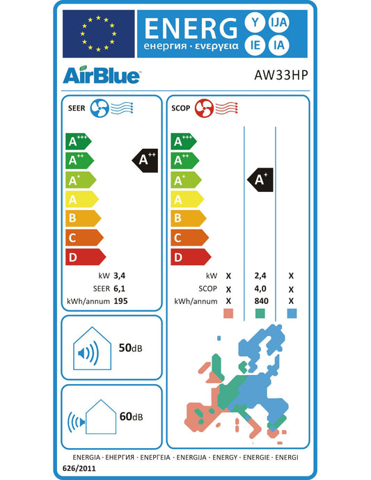 Swegon Airblue Split-Inverter   AW 33 HP 3,4 kW IT + AT + 5m Leitung R32  2642486