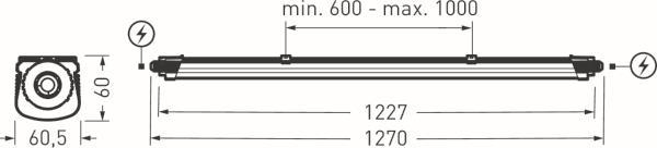 TRIL FR-Leuchte 2315 G4 IP65 PC  8427640 22/33W 2600/3800lm 4/65K DV 3x1,5 1270mm
