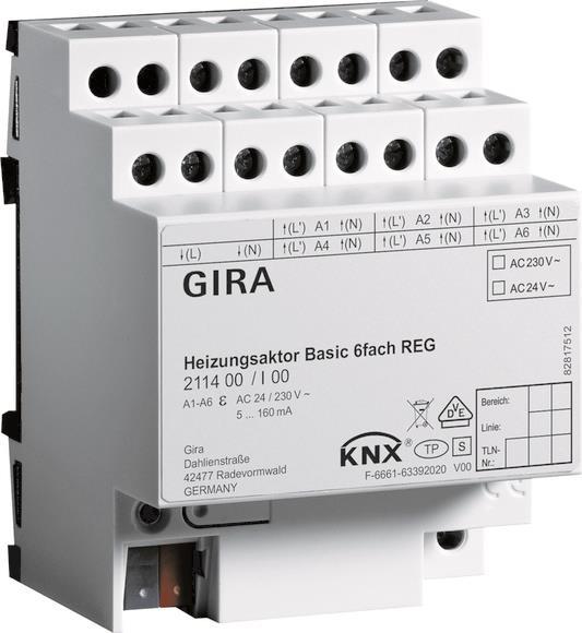GIRA 211400 Heizungsaktor Basic 6fach    KNX REG